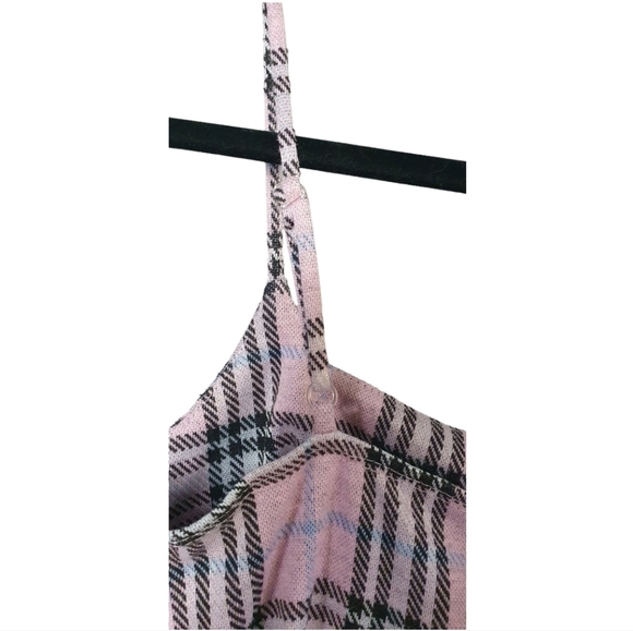 EVOLUTIONARY‎ Notch Front Jumper Spaghetti Strap Dress Plaid Pink Womens Jr Sz M - Picture 5 of 9